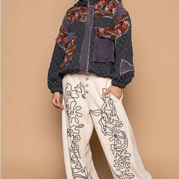 NWT POL patchwork jacket hoodie corduroy- streetwear M M1:L/XL  M2:XL/XXL *READ - Picture 4 of 17